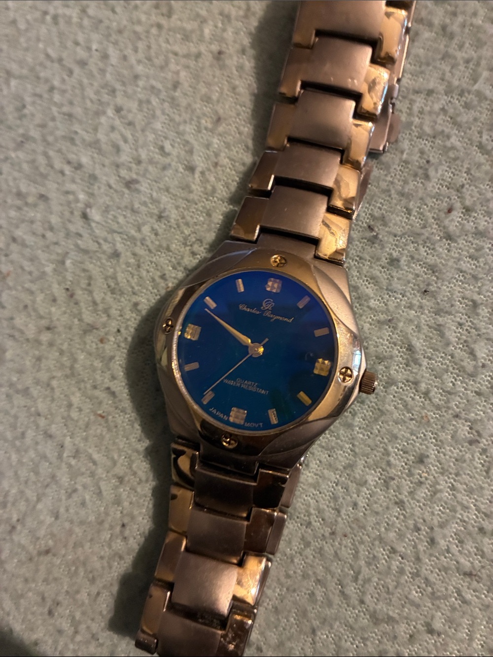 Classic Chronograph Stainless Steel Watch - Blue Dial Charles Raymond Vintage
